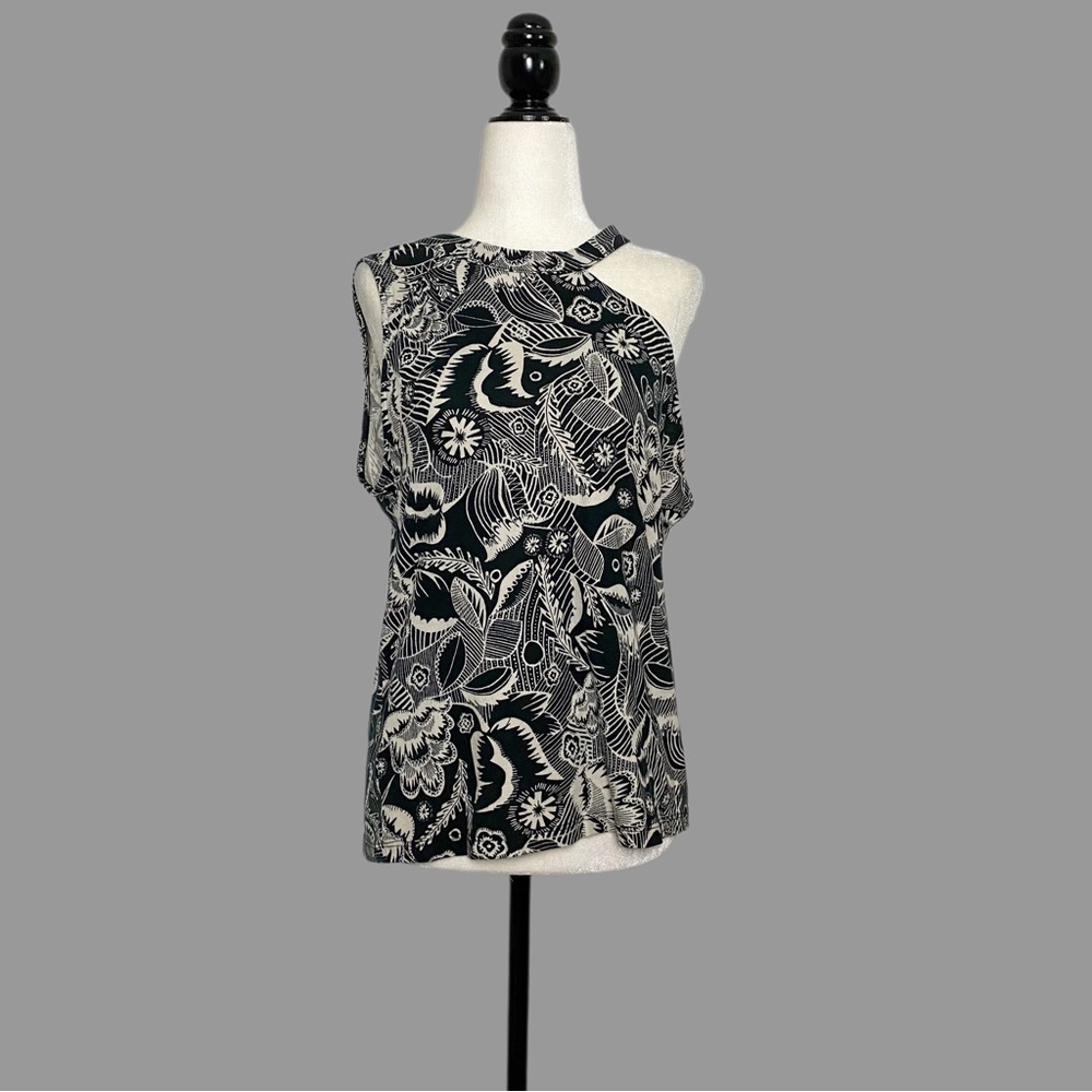 ❤️ M ❤️ NWT Anthro Tank Floral Asymmetrical Cutout Cold Shoulder Sleeveless